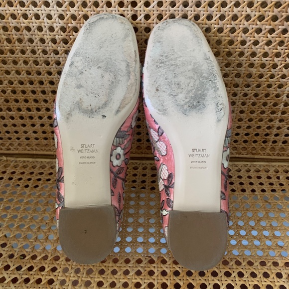 Stuart Weitzman Pipearky Pink Floral Smoking Flats Loafers 8 - Picture 3 of 5
